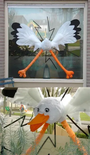 3D Raam Ooievaar 130cm